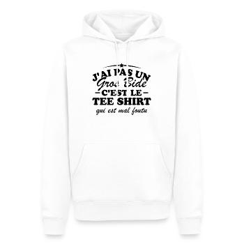 J'ai pas un gros bide - Sweat à capuche Premium bio Homme - blanc - Devant - Nico (187cm)