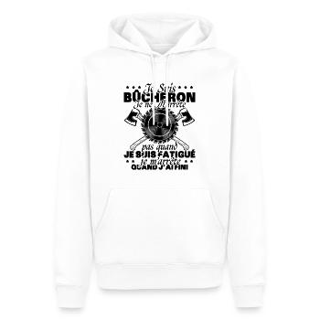 Lustiges Kettensägengeschenk, das sagt, dass ich ein Holzfäller bin - Männer Premium Bio Hoodie - Weiß - Vorne - Nico (187cm)