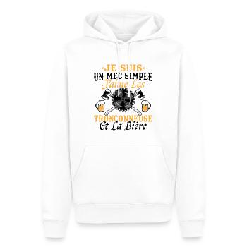 Kettensäge Bier Humor Mann Holzfäller Lustig - Männer Premium Bio Hoodie - Weiß - Vorne - Nico (187cm)