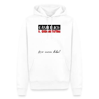 1er cadeau d’anniversaire filles garçons livre d’or - Sweat à capuche Premium bio Homme - blanc - Devant - Nico (187cm)