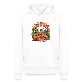 Sushi joyeux - Sweat à capuche Premium bio Homme - blanc - Devant - Nico (187cm)