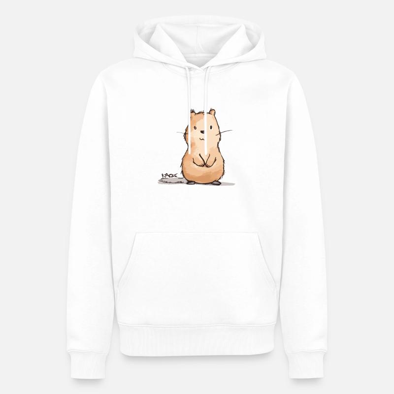 Niedlicher Pummeliger Biber - Männer Premium Bio Hoodie - Weiß