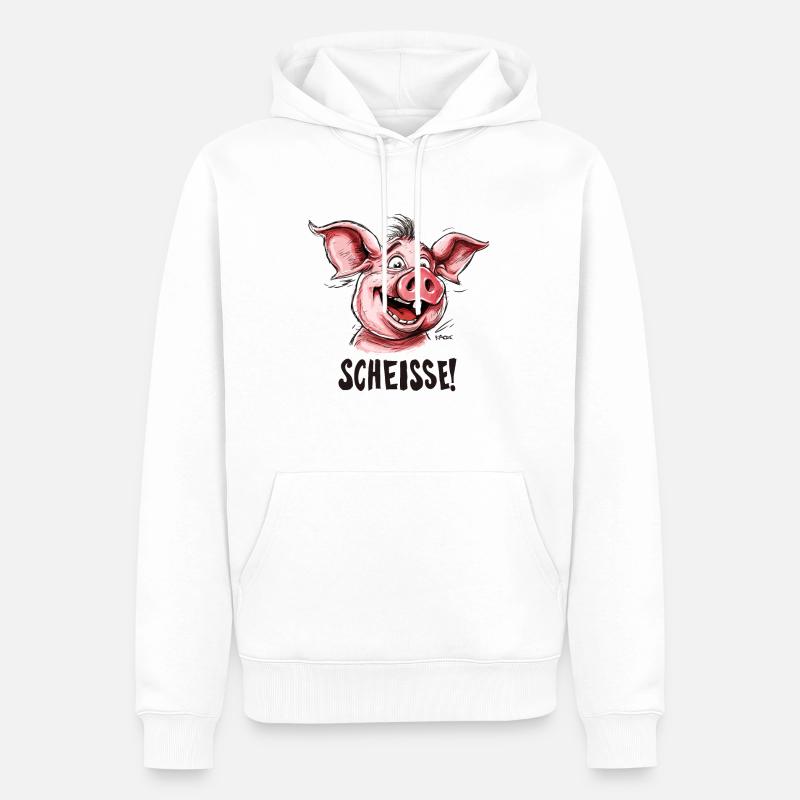 Scheiße, ein kleines Schwein - Männer Premium Bio Hoodie - Weiß