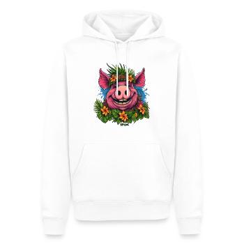 Île de Pâques Vacances Plage Fleurs Cochon - Sweat à capuche Premium bio Homme - blanc - Devant - Nico (187cm)