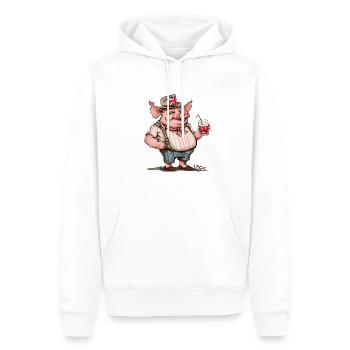 Vacances en Grande-Bretagne, Royaume-Uni Barry63 Cochon - Sweat à capuche Premium bio Homme - blanc - Devant - Nico (187cm)