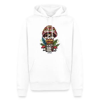 Mushroom Skull Skull Totem - Men’s Premium Organic Hoodie - white - Front - Nico (187cm)
