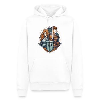 Knight and maiden in the arms of the Middle Ages - Men’s Premium Organic Hoodie - white - Front - Nico (187cm)