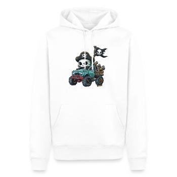 Skelett Totenkopf Piraten mit coolem Monstertruck - Männer Premium Bio Hoodie - Weiß - Vorne - Nico (187cm)