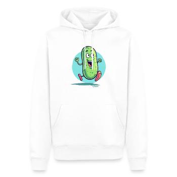 A drawing of a happily running cucumber - Men’s Premium Organic Hoodie - white - Front - Nico (187cm)