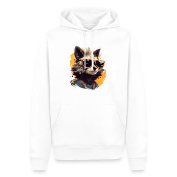 Coole Sonnenbrille und ein Waschbär - Männer Premium Bio Hoodie - Weiß - Vorne - Nico (187cm)