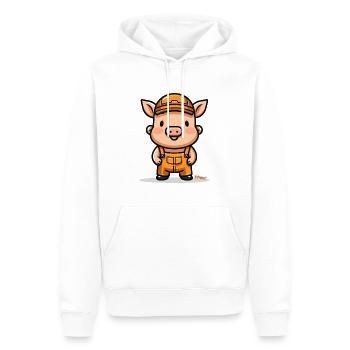 Witziges Bauarbeiter Handwerker Schwein - Männer Premium Bio Hoodie - Weiß - Vorne - Nico (187cm)