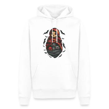 Babuschka und Fledermäuse: Horror Matrjoschka - Männer Premium Bio Hoodie - Weiß - Vorne - Nico (187cm)