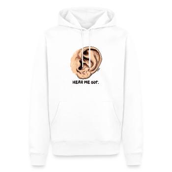 Écoutez-moi : Une grande oreille - Sweat à capuche Premium bio Homme - blanc - Devant - Nico (187cm)