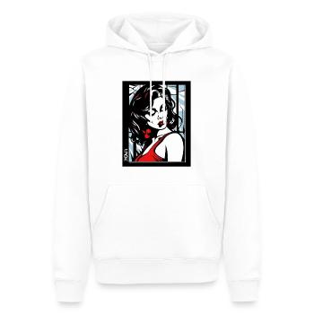 Elegante Frau in rotem Kleid - Männer Premium Bio Hoodie - Weiß - Vorne - Nico (187cm)