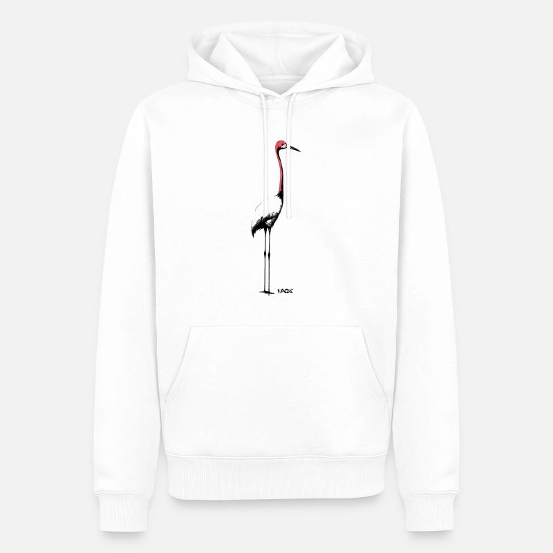 Eleganter Kranich oder Storch - Männer Premium Bio Hoodie - Weiß
