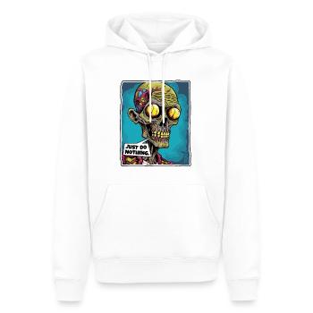 squelette de crâne de zombie : ne rien faire - Sweat à capuche Premium bio Homme - blanc - Devant - Nico (187cm)