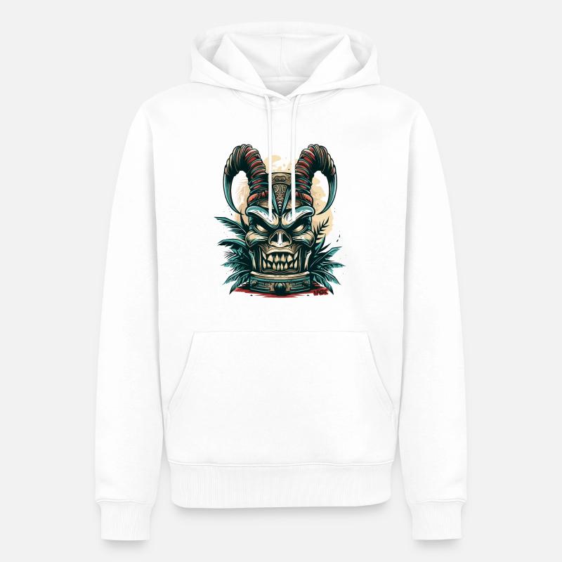 Tiki du diable d’Hawaï - Sweat à capuche Premium bio Homme - blanc