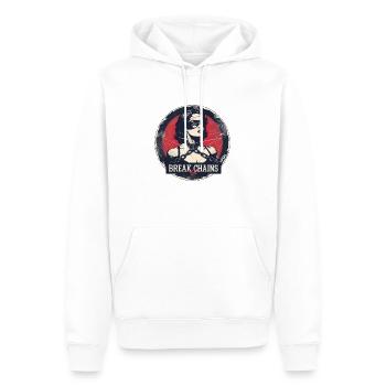 Checker : Brisez les chaînes - Sweat à capuche Premium bio Homme - blanc - Devant - Nico (187cm)