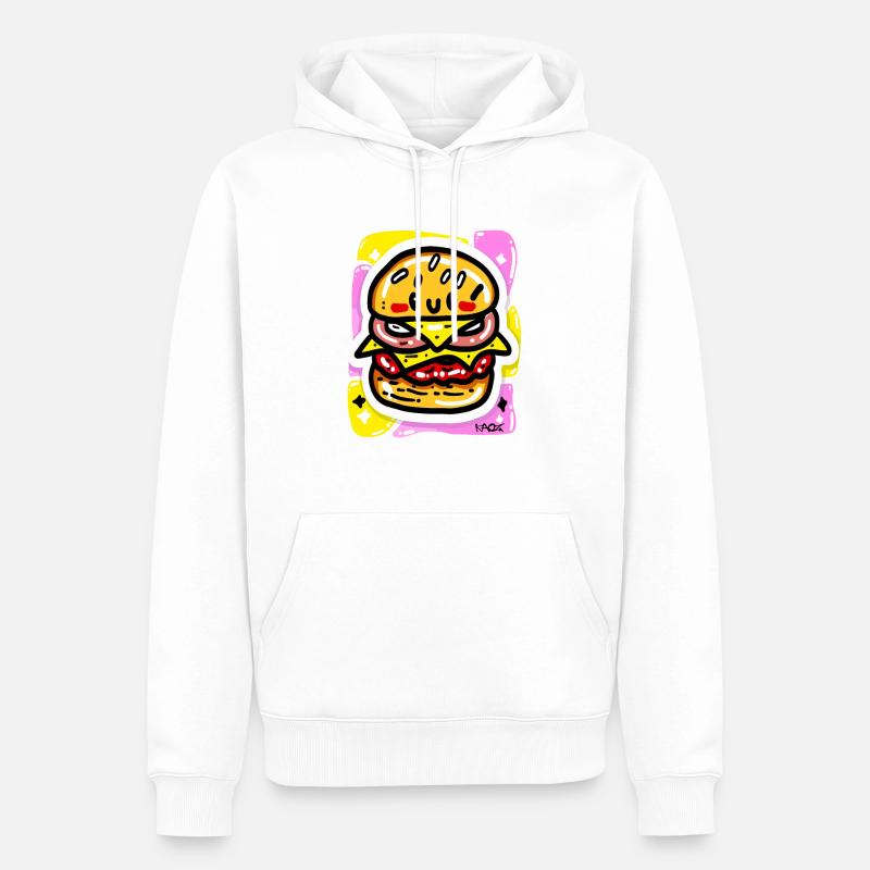 Joyeux hamburger kawaii - Sweat à capuche Premium bio Homme - blanc