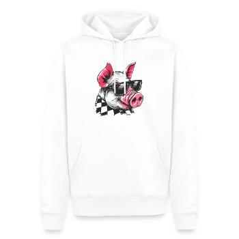 Coole Sonnenbrille tragendes Schwein - Männer Premium Bio Hoodie - Weiß - Vorne - Nico (187cm)