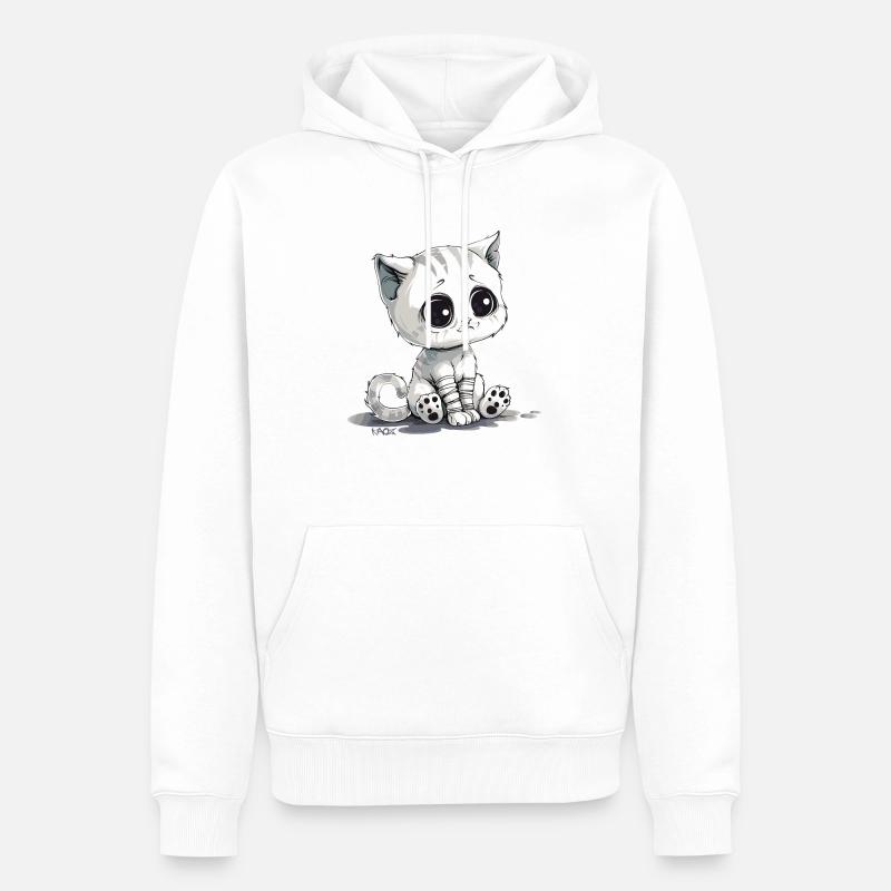 Mignon petit chaton triste - Sweat à capuche Premium bio Homme - blanc