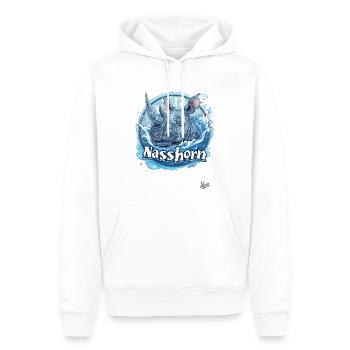Ein Nasshorn: Das Nashorn im Wasser - Männer Premium Bio Hoodie - Weiß - Vorne - Nico (187cm)