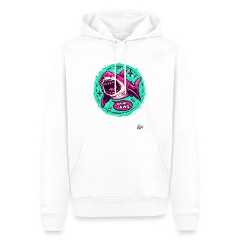 requin vert rose, Oh mes dents - Sweat à capuche Premium bio Homme - blanc - Devant - Nico (187cm)
