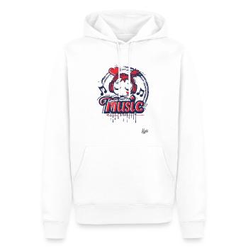Fille mignonne kawaii avec des écouteurs et de la musique - Sweat à capuche Premium bio Homme - blanc - Devant - Nico (187cm)
