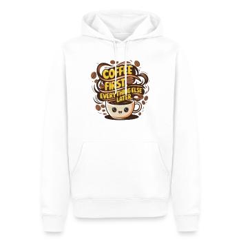 D’abord le café, puis tout le reste - Sweat à capuche Premium bio Homme - blanc - Devant - Nico (187cm)