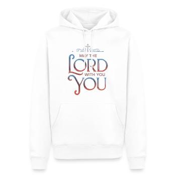 Que le Seigneur soit avec vous - Sweat à capuche Premium bio Homme - blanc - Devant - Nico (187cm)