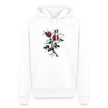 Roses break through concrete: the power of love - Men’s Premium Organic Hoodie - white - Front - Nico (187cm)