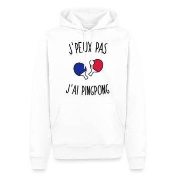 J'peux pas j'ai pingpong - Sweat à capuche Premium bio Homme - blanc - Devant - Nico (187cm)