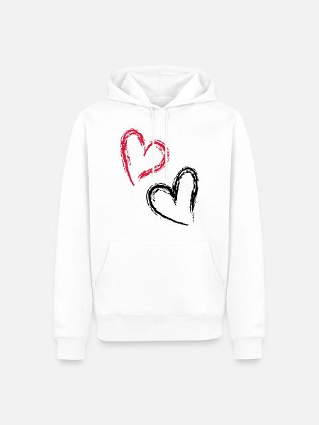 double coeur - Sweat à capuche Premium bio Homme - blanc