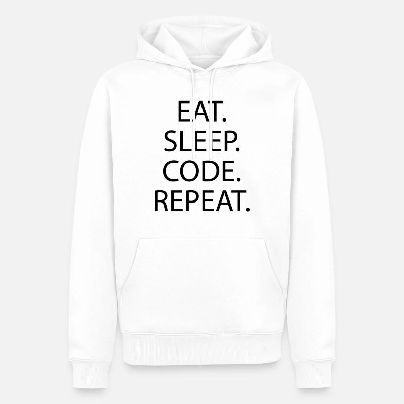 EAT SLEEP CODE REPEAT - Sweat à capuche Premium bio Homme - blanc
