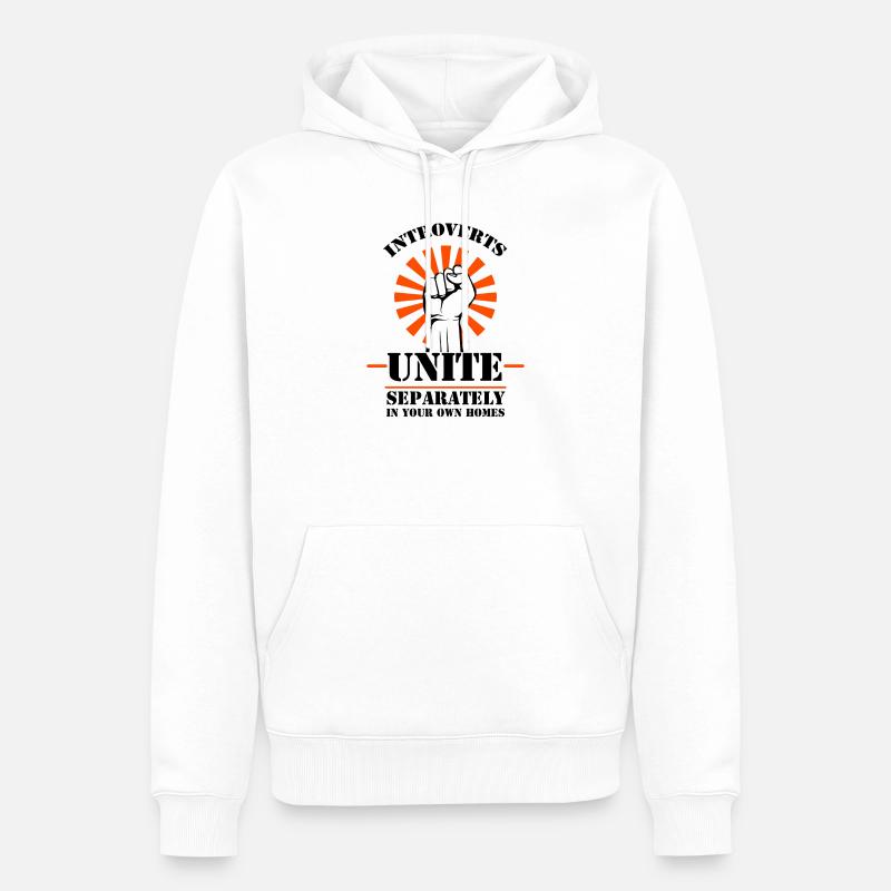 Introverts unite Spruch schuechtern - Männer Premium Bio Hoodie - Weiß