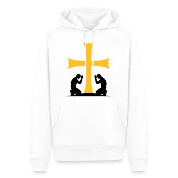 prier église symbole croix jésus-christ christ ka - Sweat à capuche Premium bio Homme - blanc - Devant - Nico (187cm)