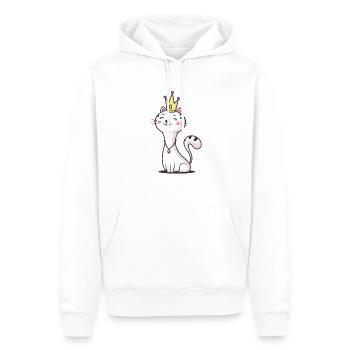 Reine du chat - Sweat à capuche Premium bio Homme - blanc - Devant - Nico (187cm)