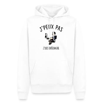 J'PEUX PAS J'SUIS INTÉRIMAIRE - Sweat à capuche Premium bio Homme - blanc - Devant - Nico (187cm)