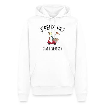 J'PEUX PAS J'AI LIVRAISON - Sweat à capuche Premium bio Homme - blanc - Devant - Nico (187cm)