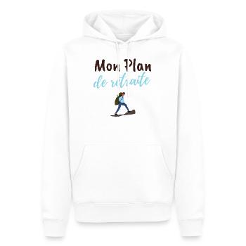 Randonnée mon plan de retraite humour montagne - Sweat à capuche Premium bio Homme - blanc - Devant - Nico (187cm)