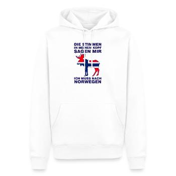 Ich muss nach Norwegen Urlaub Camping Wohnmobil - Männer Premium Bio Hoodie - Weiß - Vorne - Nico (187cm)