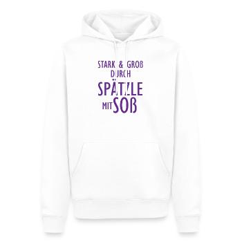 Stark und Groß durch Spätzle mit Soß Schwäbisch - Männer Premium Bio Hoodie - Weiß - Vorne - Nico (187cm)