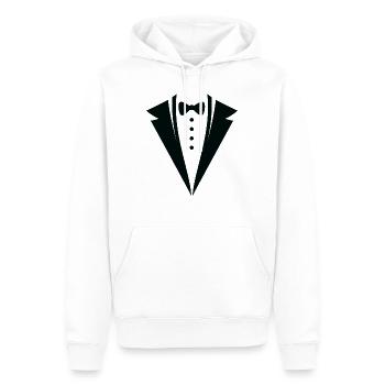 Suit with bow tie gift elegant funny black - Men’s Premium Organic Hoodie - white - Front - Nico (187cm)