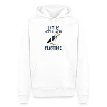 La vie est meilleure avec Puffins Atlantic Puffin Puffin - Sweat à capuche Premium bio Homme - blanc - Devant - Nico (187cm)