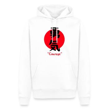 Japanisches Zeichen für Mut Tapferkeit Symbol - Männer Premium Bio Hoodie - Weiß - Vorne - Nico (187cm)