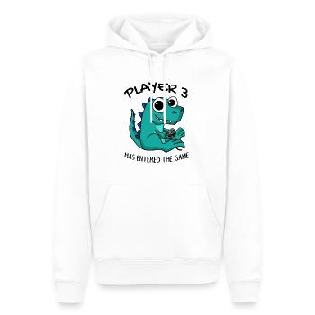 Drittes Kind Spieler 3 Schwanger Baby Dinosaurier - Männer Premium Bio Hoodie - Weiß - Vorne - Nico (187cm)
