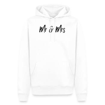 Idée cadeau Mr et Mme pour mariage - Sweat à capuche Premium bio Homme - blanc - Devant - Nico (187cm)