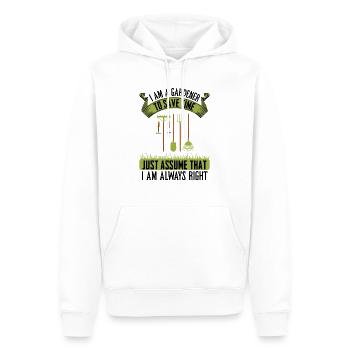 I am a gardener I am always right - Men’s Premium Organic Hoodie - white - Front - Nico (187cm)