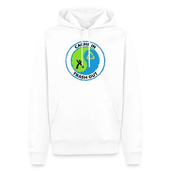 Cache in Trash out - Männer Premium Bio Hoodie - Weiß - Vorne - Nico (187cm)