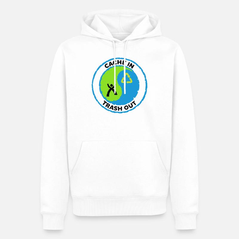 Cache in Trash out - Männer Premium Bio Hoodie - Weiß